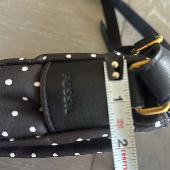 FOSSIL JENNA Crossbody Bag Black & White Polka Dot Textile Synthetic Casual Chic - Picture 6 of 12